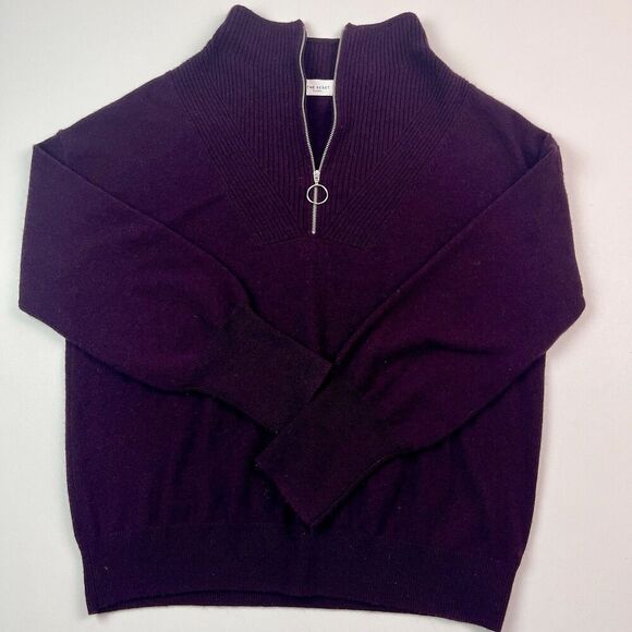 The Reset R Label Wool Cashmere Sweater M Purple Quarter Zip Quiet Luxury Preppy - Picture 2 of 10
